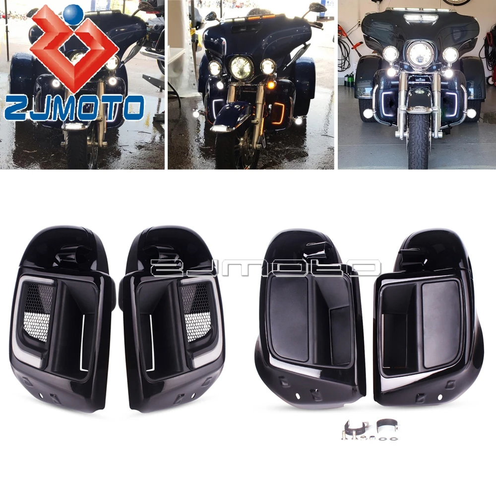 

Lower Vented Fairing Leg Warmer For Harley 2014-up Road King Electra Glide Ultra Classic Freewheeler LED Turn Signal Lamp Light