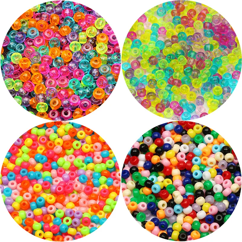 200/400/600pcs 3*5mm Mixed Acrylic Beads Transparent Round Loose Spacer Beads for Jewelry Making Handemade DIY Necklace Bracelet