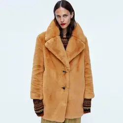 Mid-Length Oversized Fur Coat Female 2023 Winter Fashion New Imitation Rex Rabbit Fur Lapel Long-Sleeved Warmth Loose Fur Coat