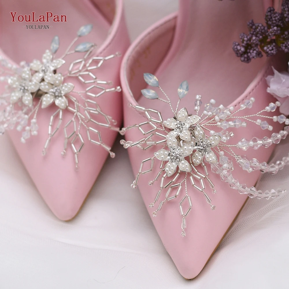 YouLaPan 2 Pieces of Ladies Crystal Shoe Clip Alloy Flower Charm Metal Shoe Clip Bridal Shoes Rhinestone Accessories Wedding X17