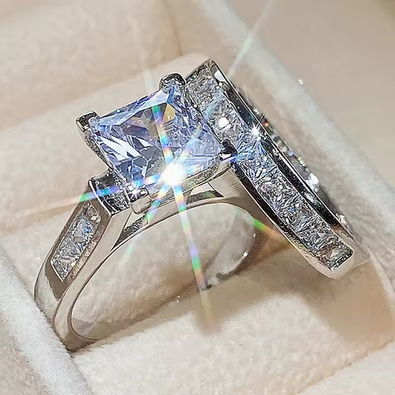 CAOSHI Fashion Wedding Ring Set Review, Square Zirconia Bridal Jewelry for Women image 1