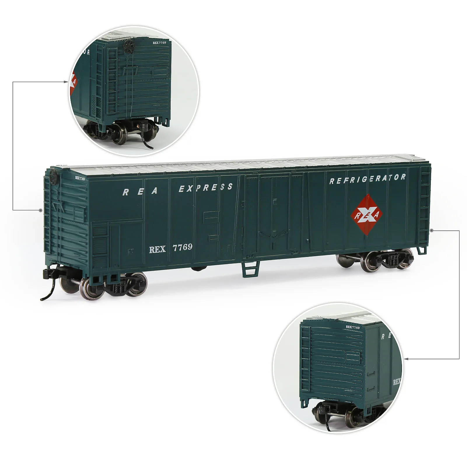 Evemodel Wagon HO Scale 1:87 50' Steel Reefer REA EXPRESS Refrigerator for Model Railway C8750 (Pack of 1)