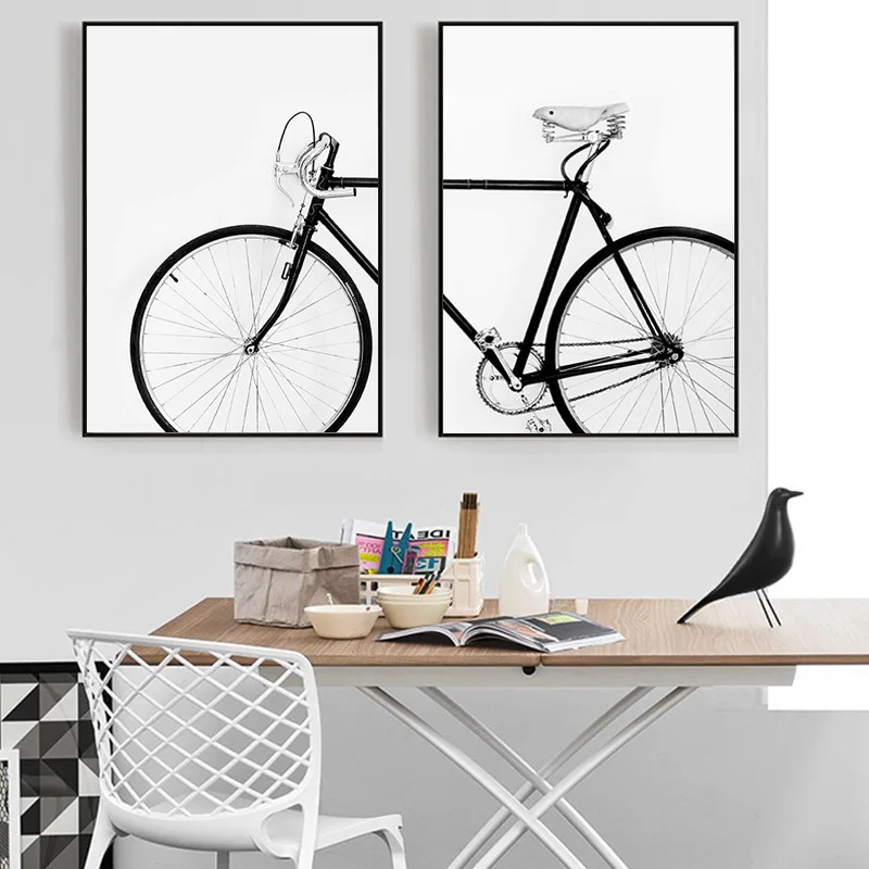 

Modern Simple Style Bicycle Posters and Prints Wall Art Black White Bike Canvas Painting Bedroom Living Room Home Decoration