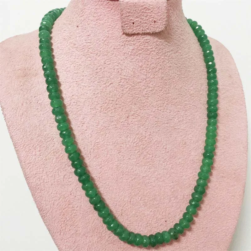 5*8MM Faceted Green Emerald Color Jasper Necklace Natural Stone Jade Chocker Wholesale Beads Mother Daughter 40/45/50/55cm