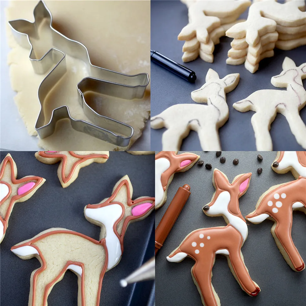 Elch Hirsche Form Weihnachten Cookie Cutter Fondant Stempel Kuchen Präge Cookie Mold Zucker Handwerk Weihnachten Backen Gebäck Cutter