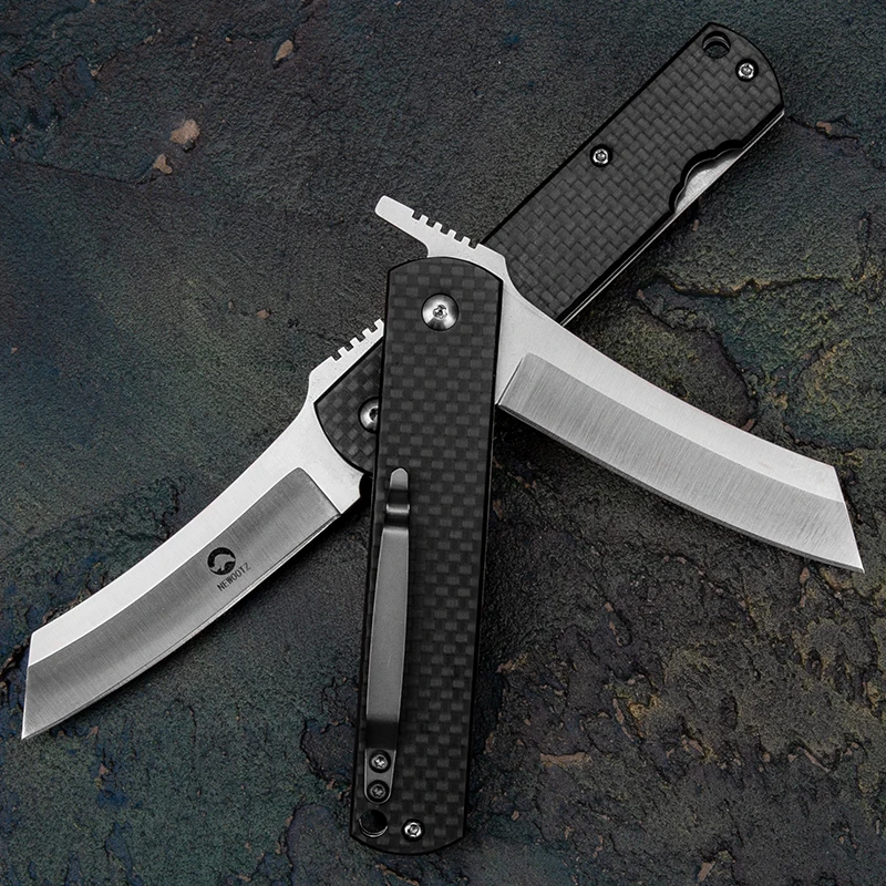 NEWOOTZ Higonokami Gấp Dao Bỏ Túi Có Kẹp Sợi Carbon Tay Cầm EDC Chiến Thuật Dao Sinh Tồn Tự Vệ Cắm Trại