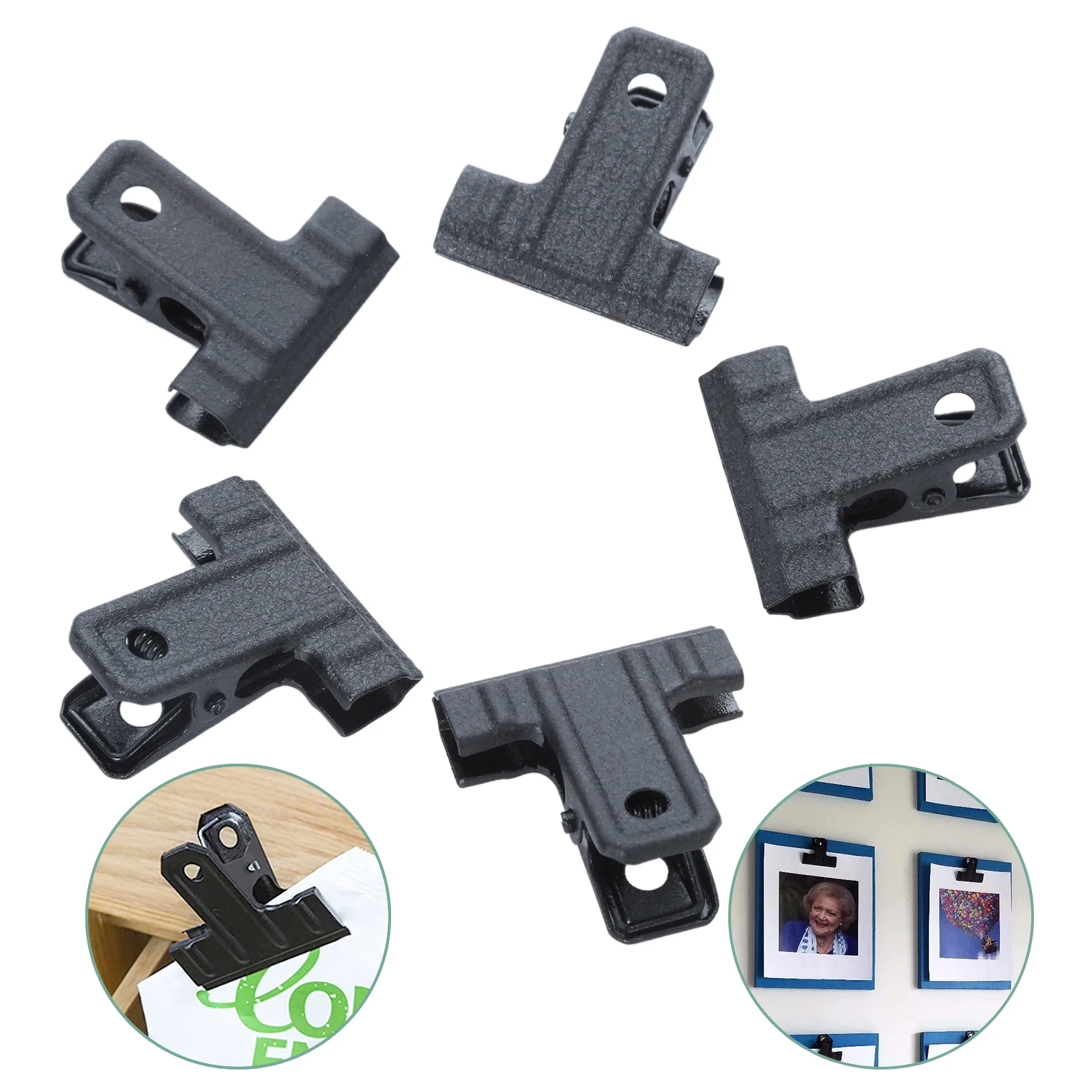 5Pcs Metal Hinge Clips File Paper Money Binder Clamps 30*32mm Bulldog Clips For Tags Bags Shops Office Home Kitchen Black