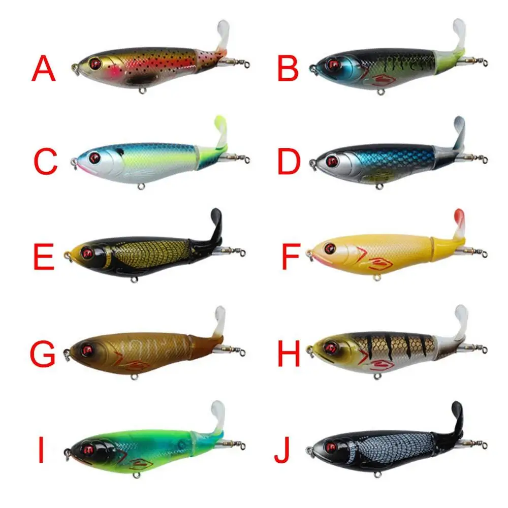 Balight Fishing Whopper Popper Topwater Artificial Hard Bait Lure 3D Eyes Plopper With Soft Rotating Tail Fishing Lure