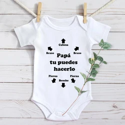 Papa Tu Puedes Hacerlo Baby Bodysuits Cotton Short Sleeve Infant Rompers Body Newborn Boys Girls Ropa Jumpsuit Father's Day Gift