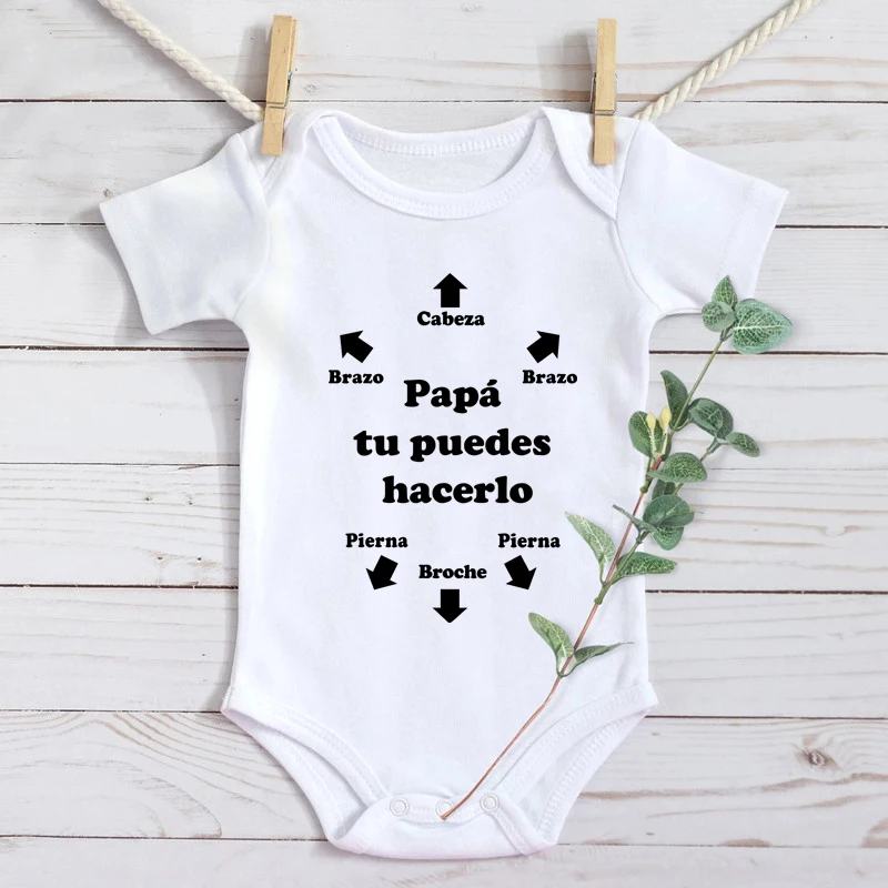 Papa Tu Puedes Hacerlo Baby Bodysuits Cotton Short Sleeve Infant Rompers Body Newborn Boys Girls Ropa Jumpsuit Father's Day Gift