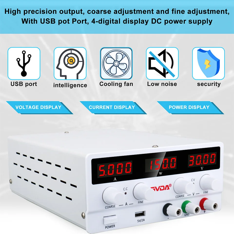 GVDA DC Regulated Laboratory Power Supply Voltage Regulator Switch Stabilized Power Supply Adjustable Lab Bench Power Source