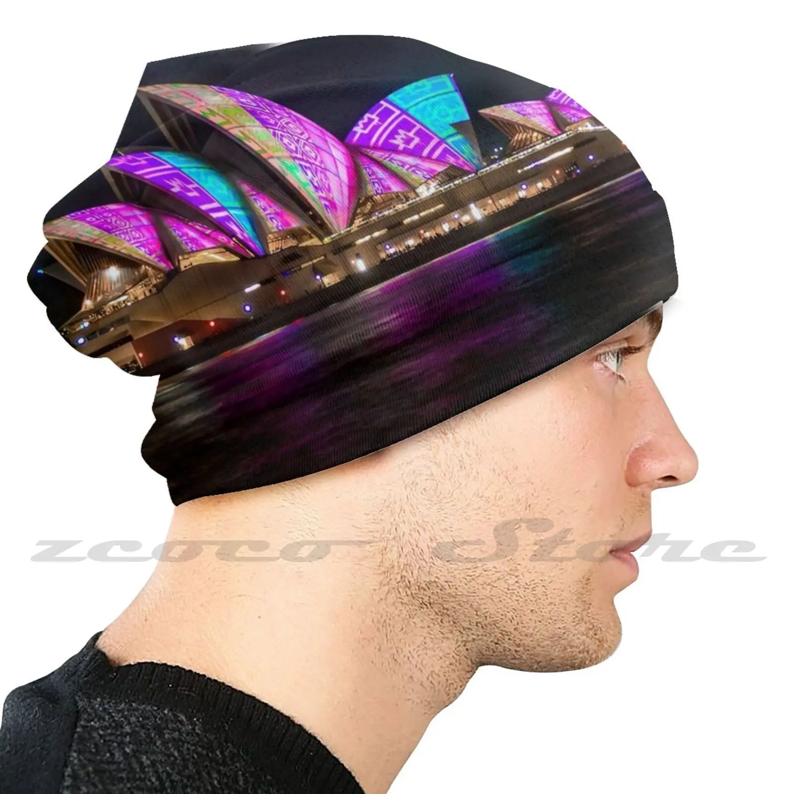 Vivid Sydney Knit Hat Hedging Cap Soft Elasticity Outdoor Sports Leisure Sydney Opera House Australia