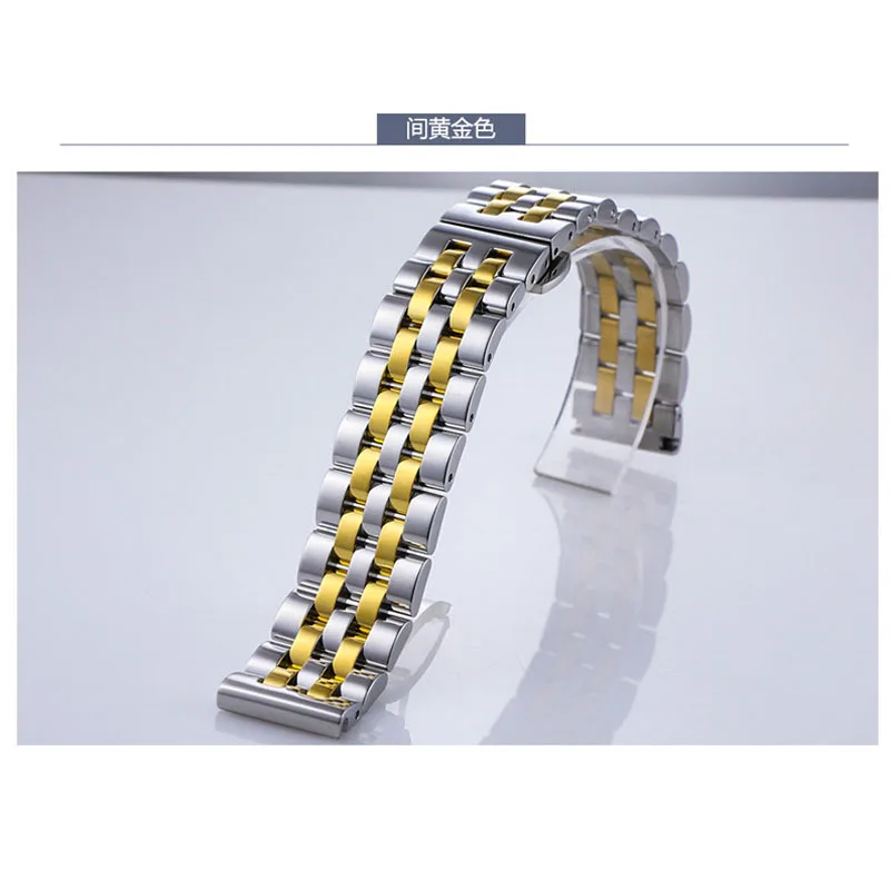 Flat Curved End Watch Band 18mm 19 20 21 22mm 24mm 26mm Stainless Steel Watchband Butterfly Buckle Replacement Watch Strap JYWZ