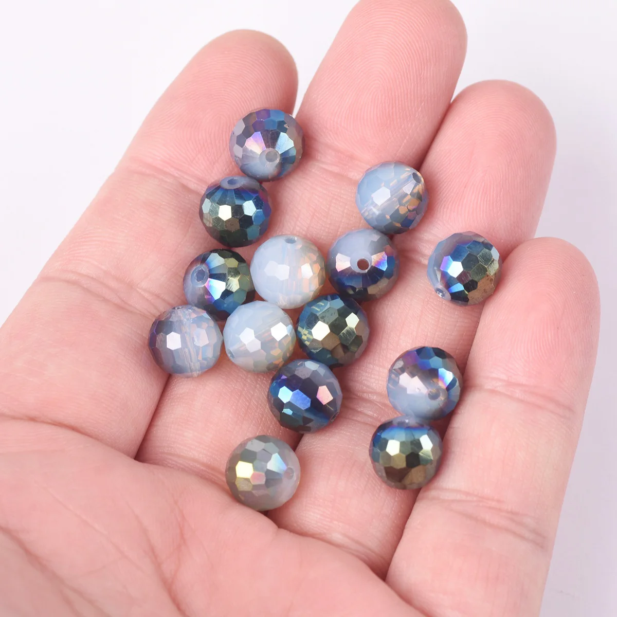 20 stücke Hälfte Opal Grün 96 Facetten Runde 10mm Facettierte Kristall Glas Lose Perlen Lot für Schmuck, Die DIY handwerk