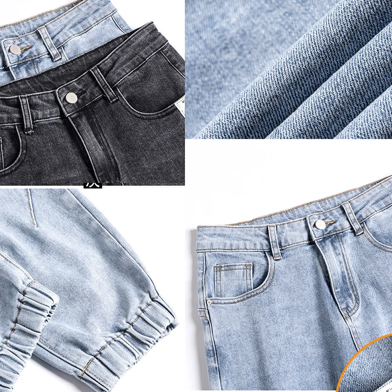 Korean High Waist Harem Jeans Pants New Plus Size 2XL Casual Denim Pants Ladies Office Work Ankle-Length Pants Loose Mom Pants