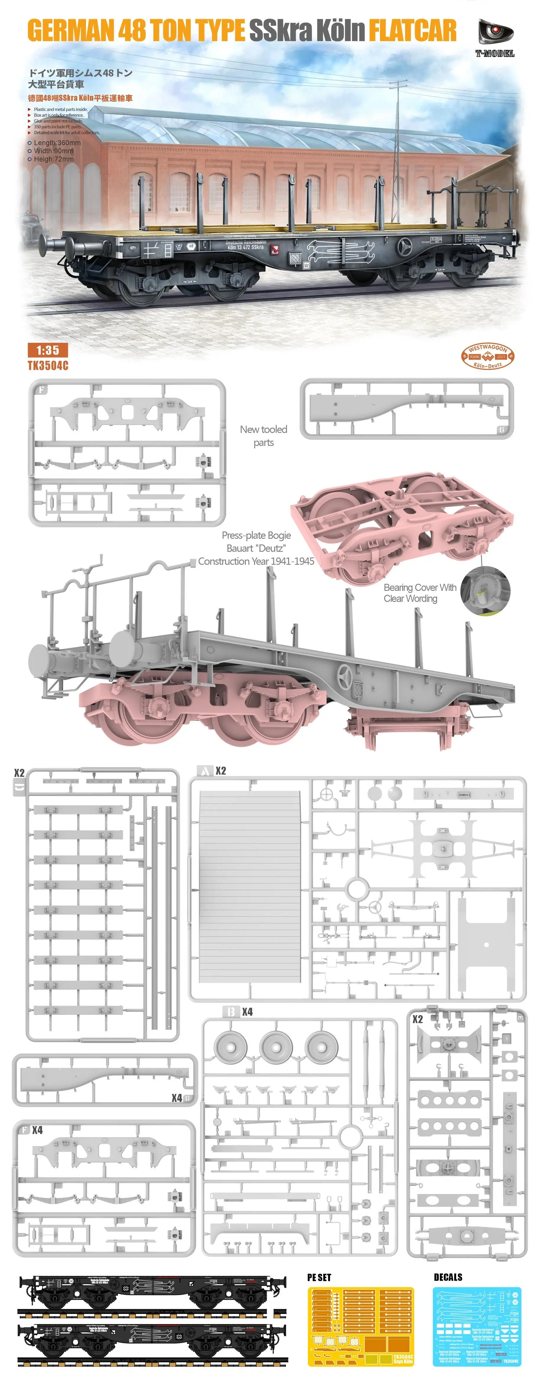 T-MODEL TK-3504C 1/35 SSkra Koln German 48-ton flatbed truck 1/35 model kit