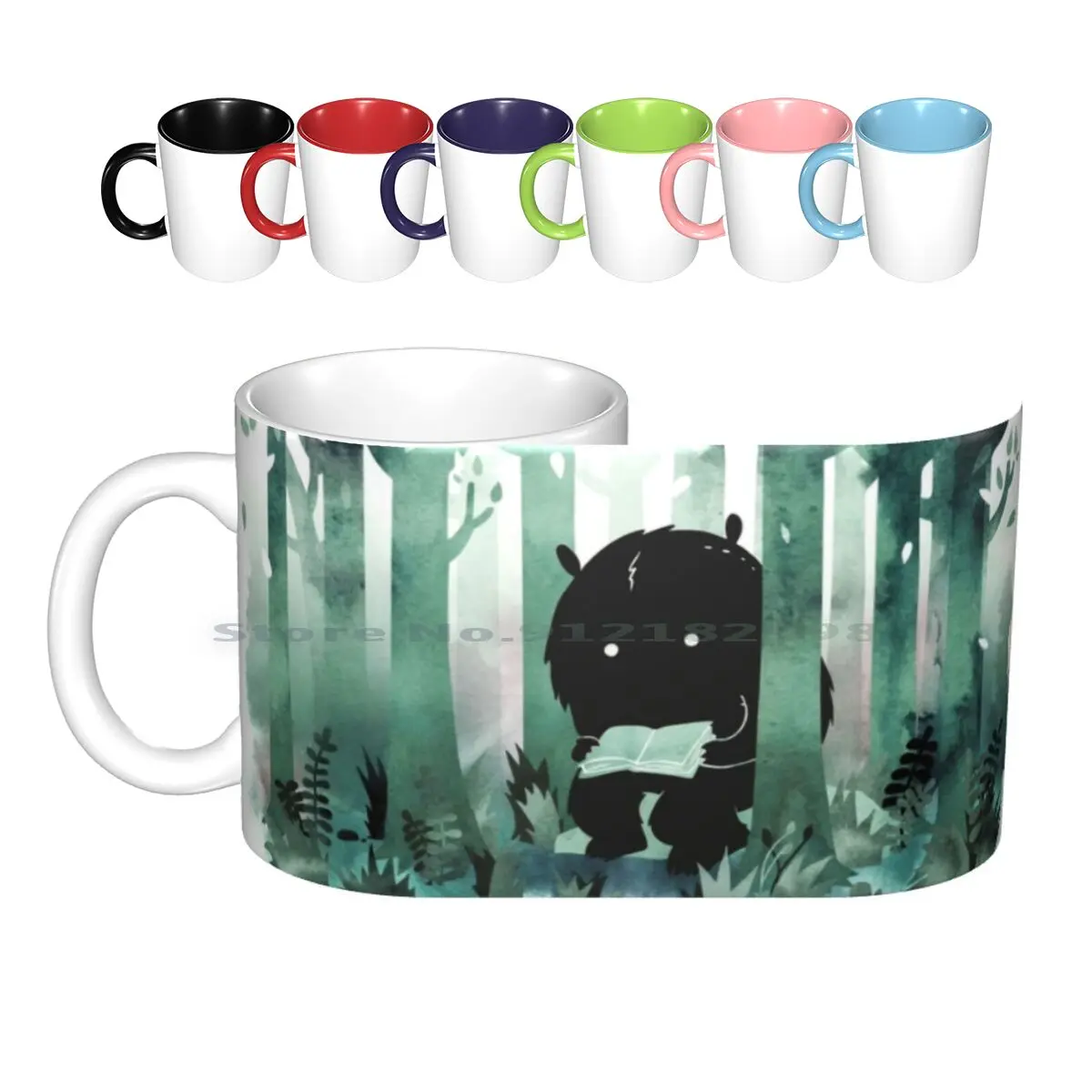 A Quiet Spot In Green Ceramic Mugs Coffee Cups Milk Tea Mug Monster Book Literary Quiet Woods Forest Nature Environment