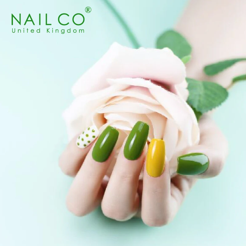 NAILCO-세미 퍼머넌트 하이브리드 UV 바니시 네일 폴리시 젤 15ML 그린 컬러, 네일아트, 네일폴리시 탑코트