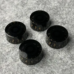 FLEOR 4pcs Black Guitar Knobs Speed Control Knobs with Gold Numbers For LP Style Electric Guitar