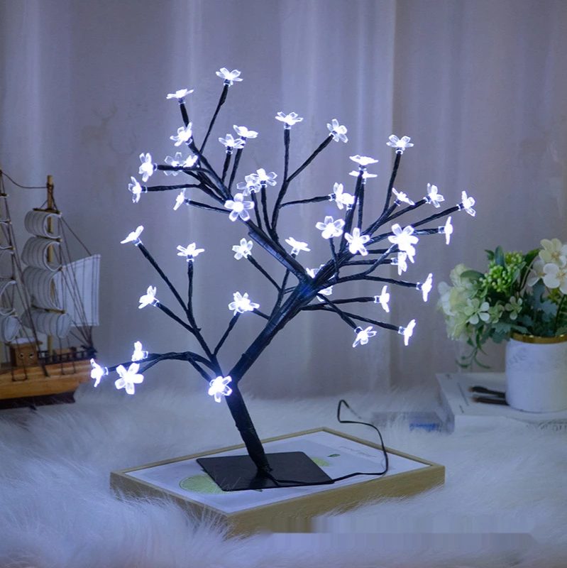 LEO Transparent Simulation Flower Tree Lamp Battery Box Lamp Christmas Indoor Room Decoration Outdoor Holiday Table Lamp