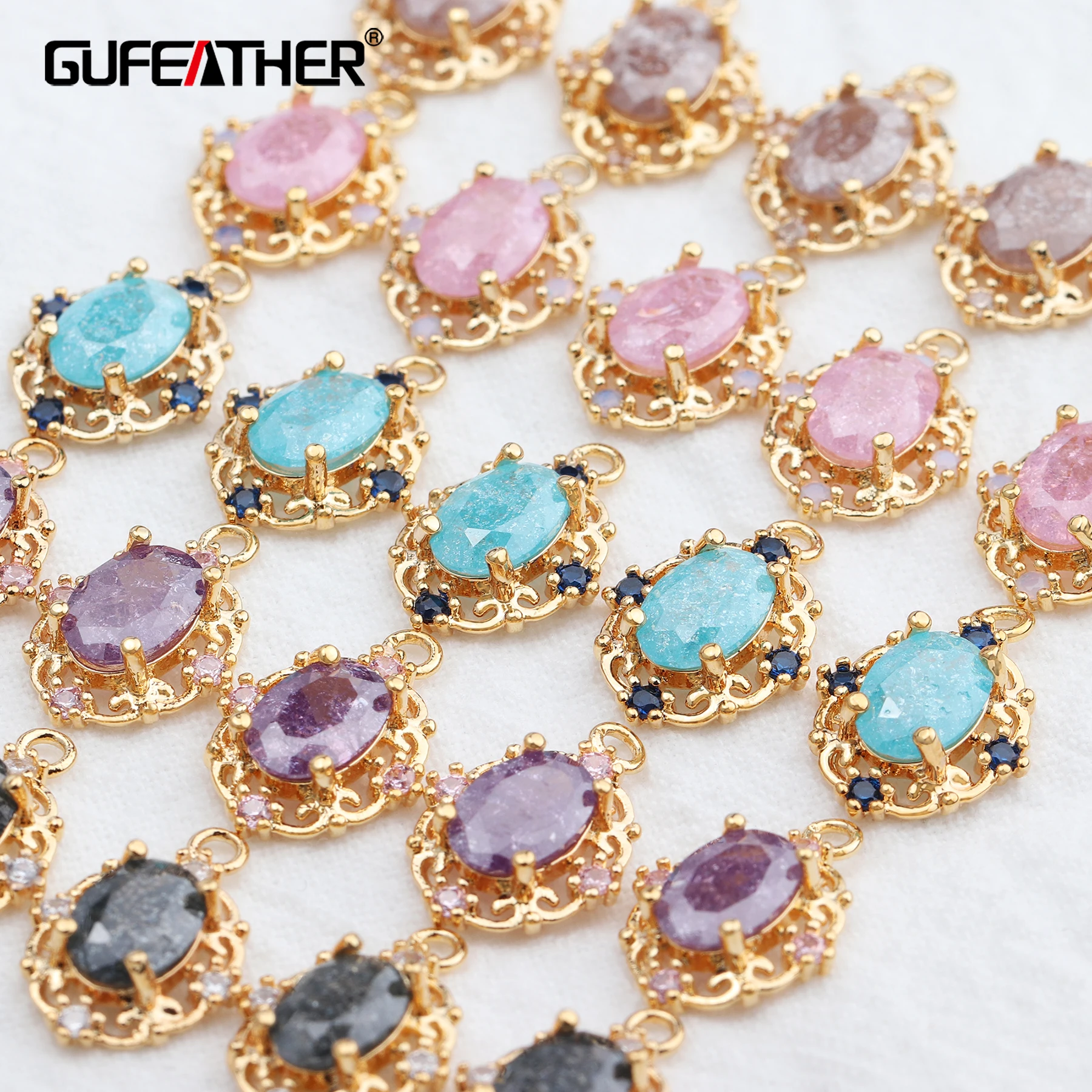 

GUFEATHER M589,jewelry accessories,pass REACH,nickel free,18k gold plated,zircon pendant,diy earrings,jewelry making,6pcs/lot