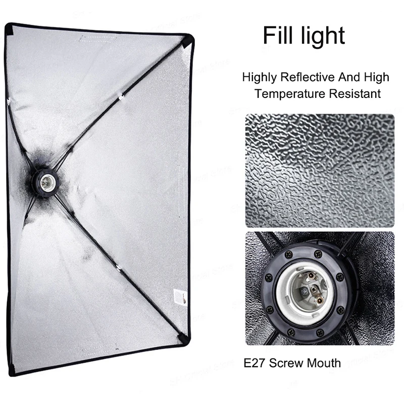 Photography 50X70cm Softbox Professional Continuous Light System Soft Box Equipment Bulbs E27 Base For Photo Studio Shooting