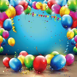 Balloon Birthday Backdrop Photography Ribbons Bunting Birthday Party Photozone Photography Background Photocall Photo Studio