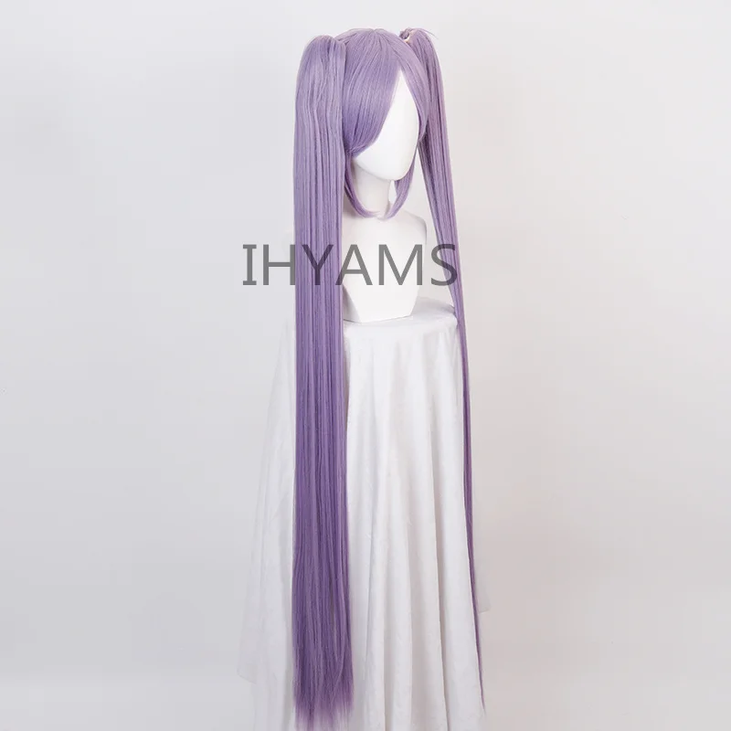New Euryale Cosplay Wigs Purple Long Straight Synthetic Hair Chip Ponytails 120cm Sthenno Wigs Party Costume Wigs + Wig Cap