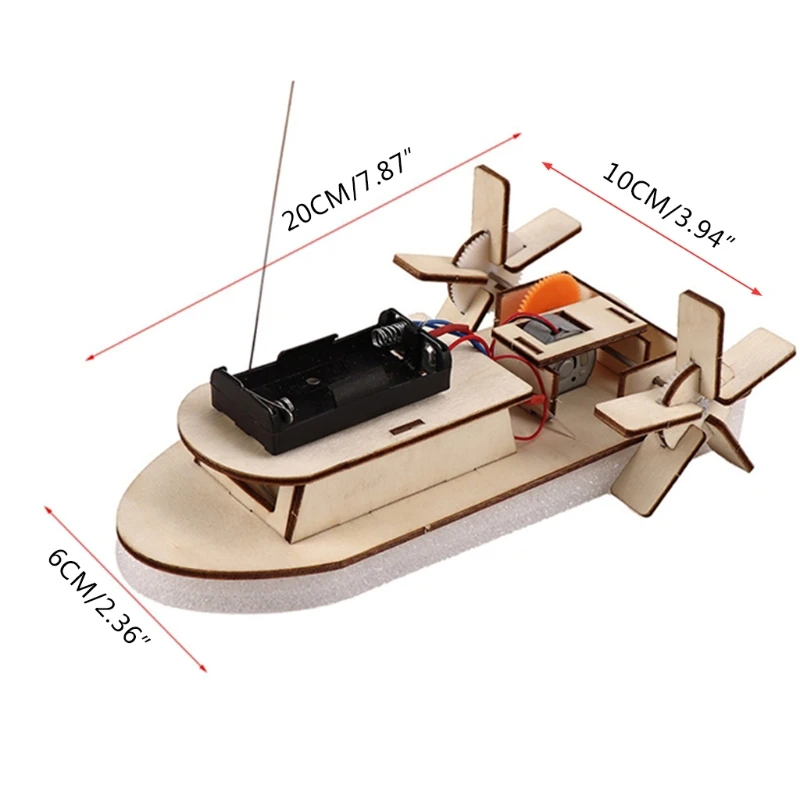 Wireless Wooden Boat Model Scientific Learning Tool Novelty Vehicle Remote Control Boat DIY Self-Made