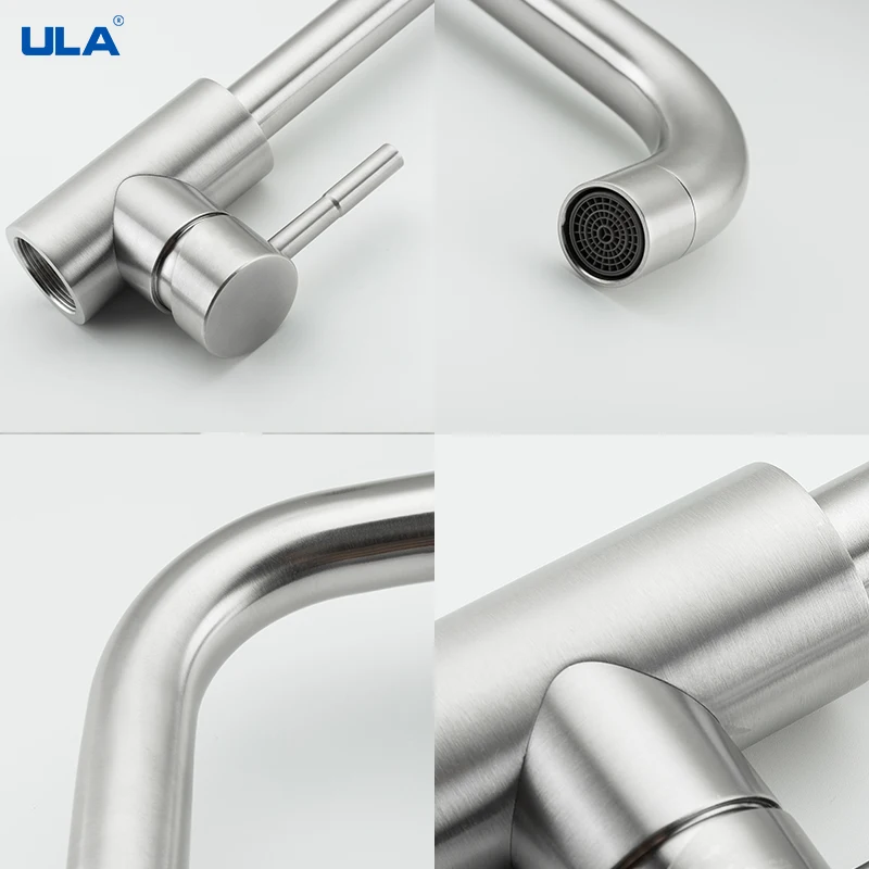 ULA Flexible Kitchen Faucet Brushed Kitchen Faucet Single Hole Hot Cold Water Kitchen Sink Mixer Tap Kitchen Water Tap