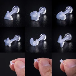 2-6pcs Acrylic Stud Earings Set Heart for Women Prevent Allergy Cartilage Earring Bar Helix Clear Ear Piercing Body Jewelry 16G