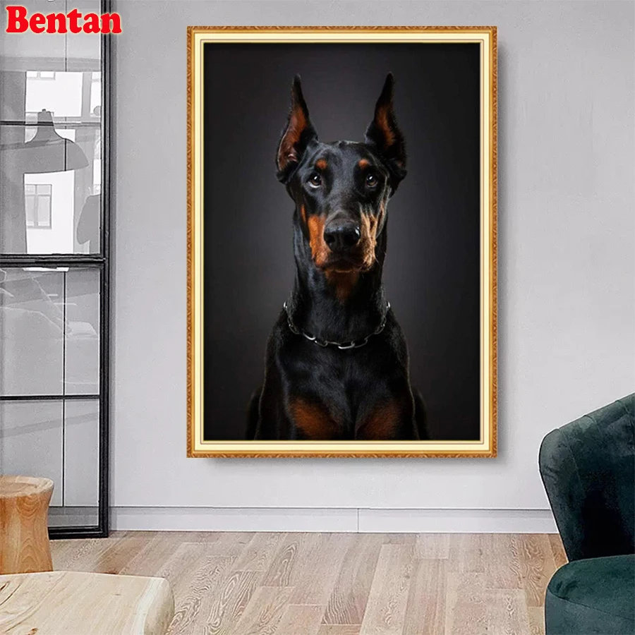 Diamond Painting Black Doberman 5D Diy Full Square/Round Diamond Embroidery Rhinestone Pictures Mosaic Handwork Home Decor