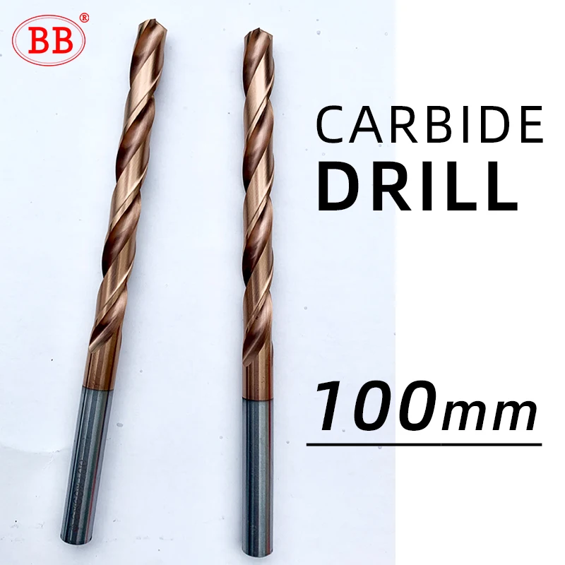 Bb-cnc Carbide Drill 100 mm Comprimento Longo Tungstênio Aço Inoxidável Metal Alumínio Cobre 1pc Mm15 mm