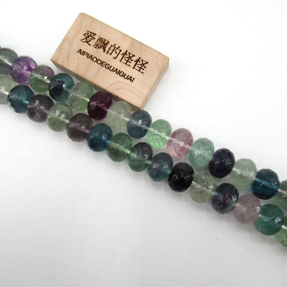 APDGG Natural 10x14mm faceted Rondelle Purple Fluorite bead strand Loose Beads 15.5\'\' Strands Jewelry Making DIY