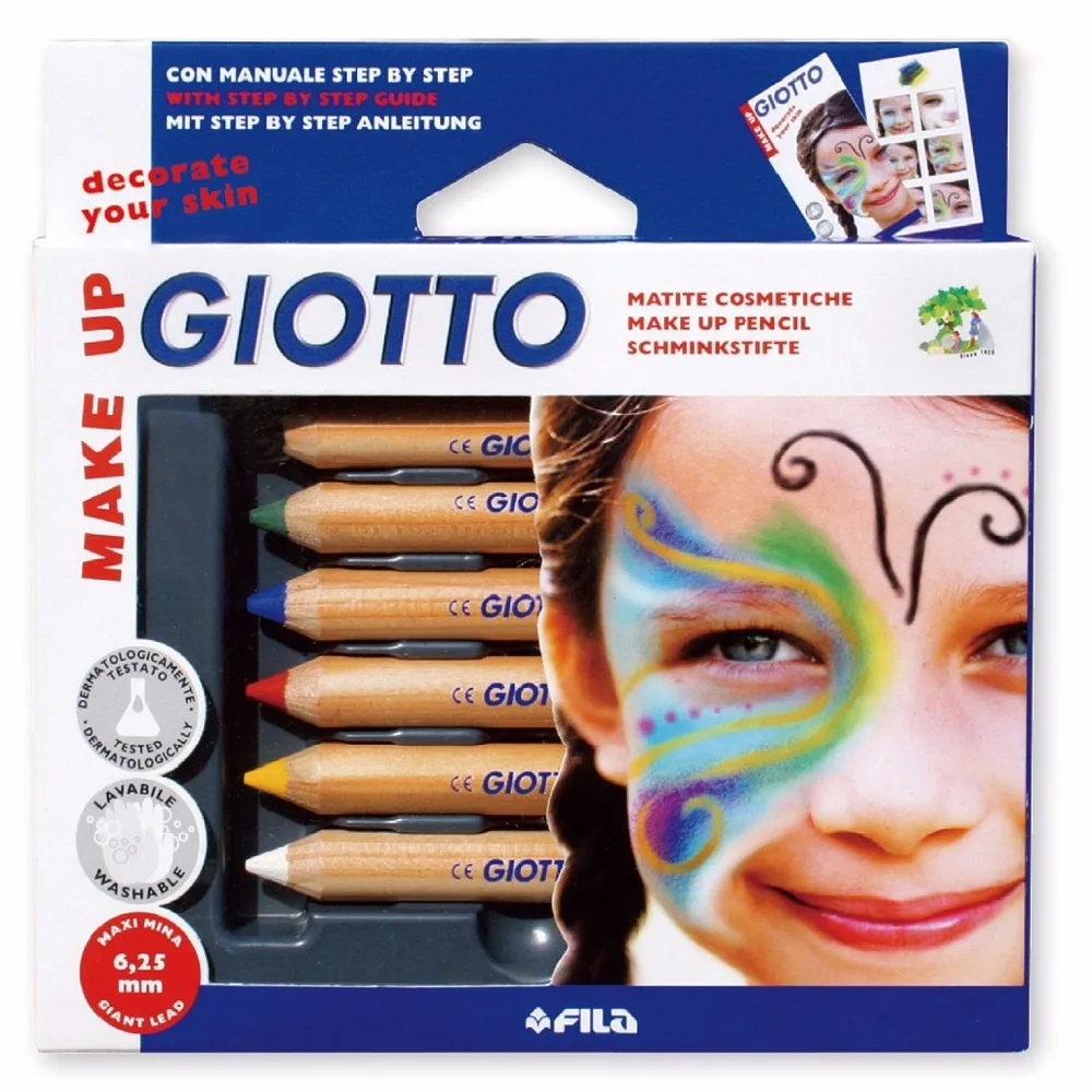 Italy Giotto 6 Color Natural Children Face Pastel Pencil Party Painting Crayon School Kid Drawing Pencils