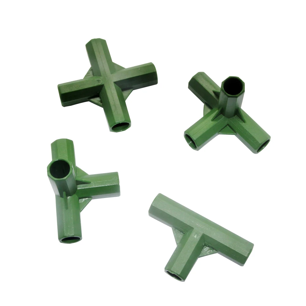 6pcs 11mm Inner Diameter Gardening Plant Stakes Plastic Edging Corner Connection Accessories Greenhouse Plant Frame Connectors