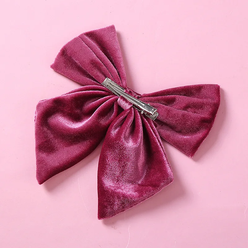 Koreanische 6 Zoll Samt Bögen Haar Clips Für Kinder Nette Weiche Band haarnadel Kinder Big Bowknot Party Hairclip Mädchen Haar zubehör – Detail 4