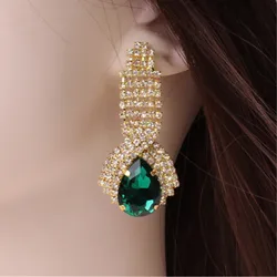 European And American Alloy Exaggerated Jewelry, High-End Doutique Fashion Rhinestone Cross Drop-Shaped Crystal Earrings
