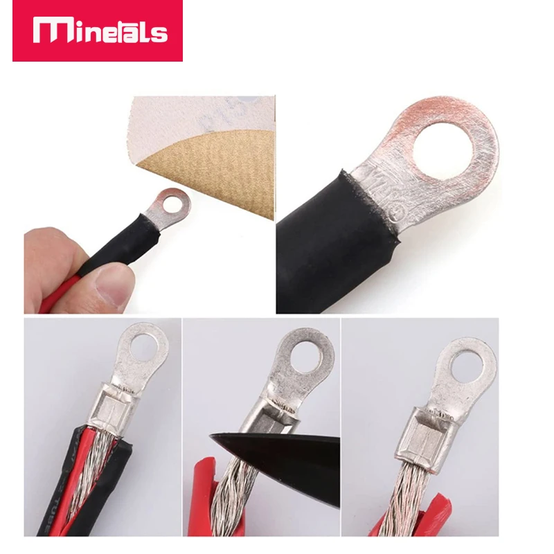 Cable de silicona de 6AWG, terminal de Nariz de cobre de doble extremo, conector 120A, sobrecorriente de 30cm, 50cm, 70cm, 90cm, 130CM, cables SR