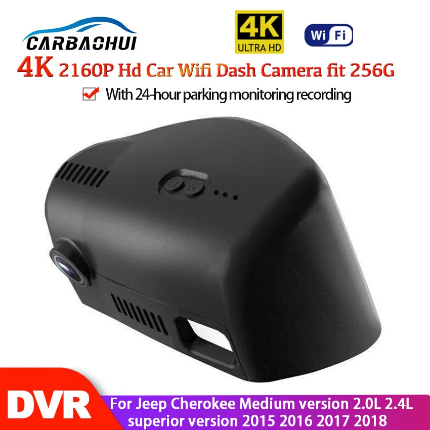 New 4K 2160P Hidden Car DVR Wifi Dash Cam Camera For Jeep Cherokee Medium version 2.0L 2.4L superior version 2015 2016 2017 2018