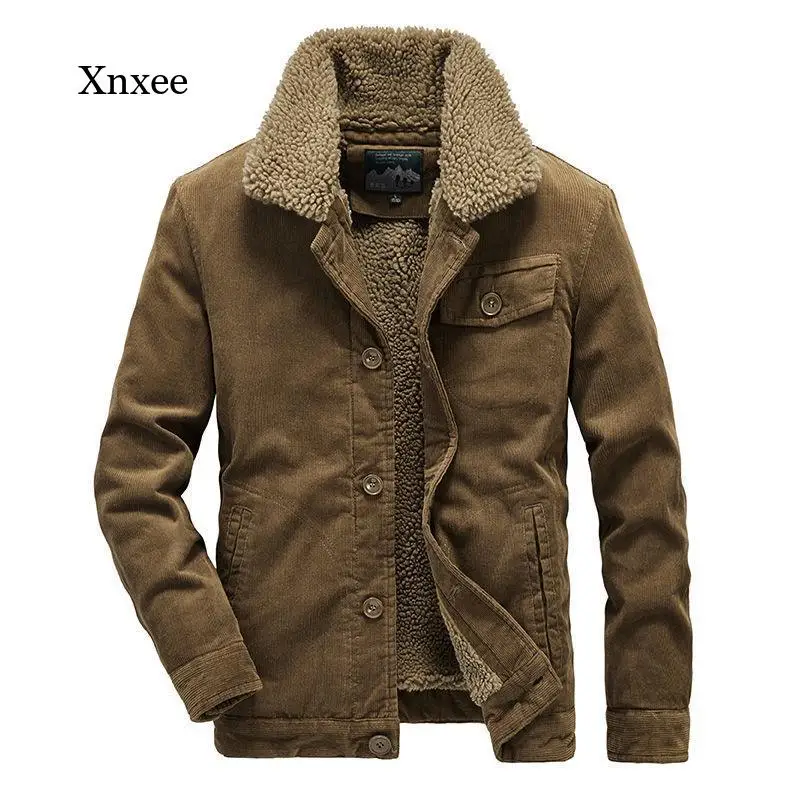 

New Men's Winter Plus Velvet Padded Jacket Lamb Fashion Warm Corduroy Jacket Middle-Aged and Elderly Men's Jacket