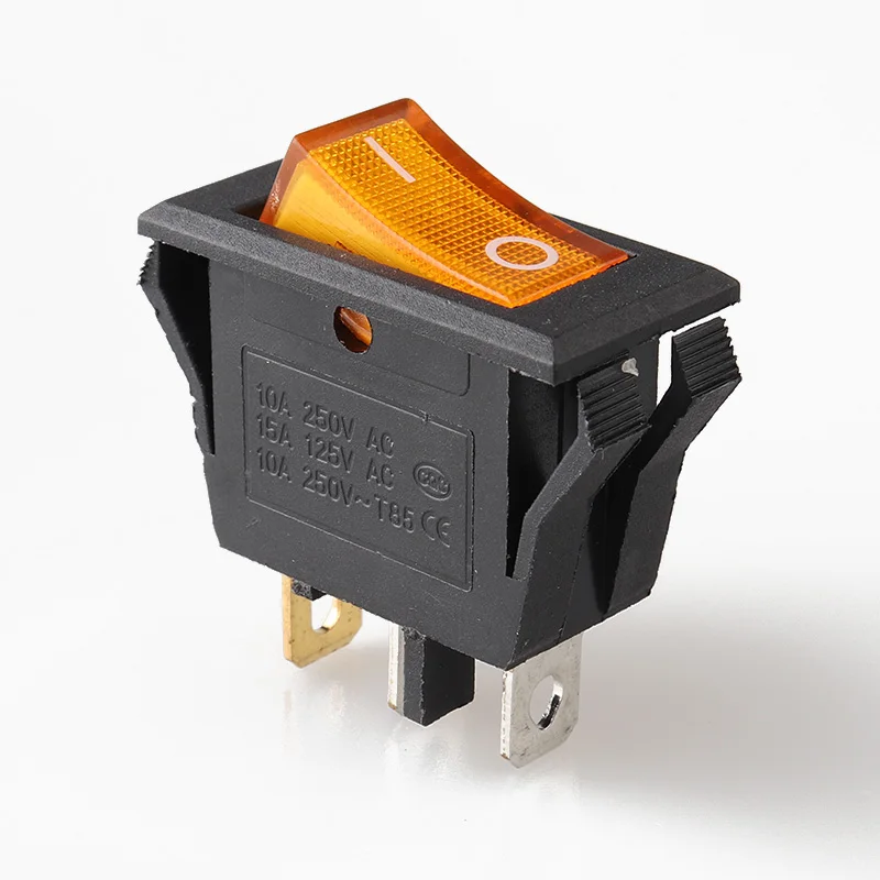 Sakelar Rocker Perahu 3Pin KCD3-101NB Oranye SPST Ⅰ/0 Sakelar Posisi Rocker ON OFF