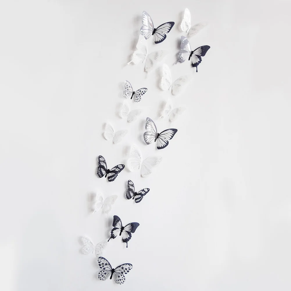 18pcs/lot 3d Crystal Butterfly Wall Sticker Beautiful Butterflies Art Decors Home decor Stickers wedding decoration On the Wall