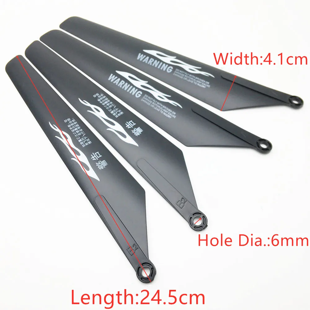 Free Shipping 4pcs 24.5cm 245mm Main Blades Props Rotors A B Fan Paddles For R/C Helicopter Airplane Spare Parts Accessories