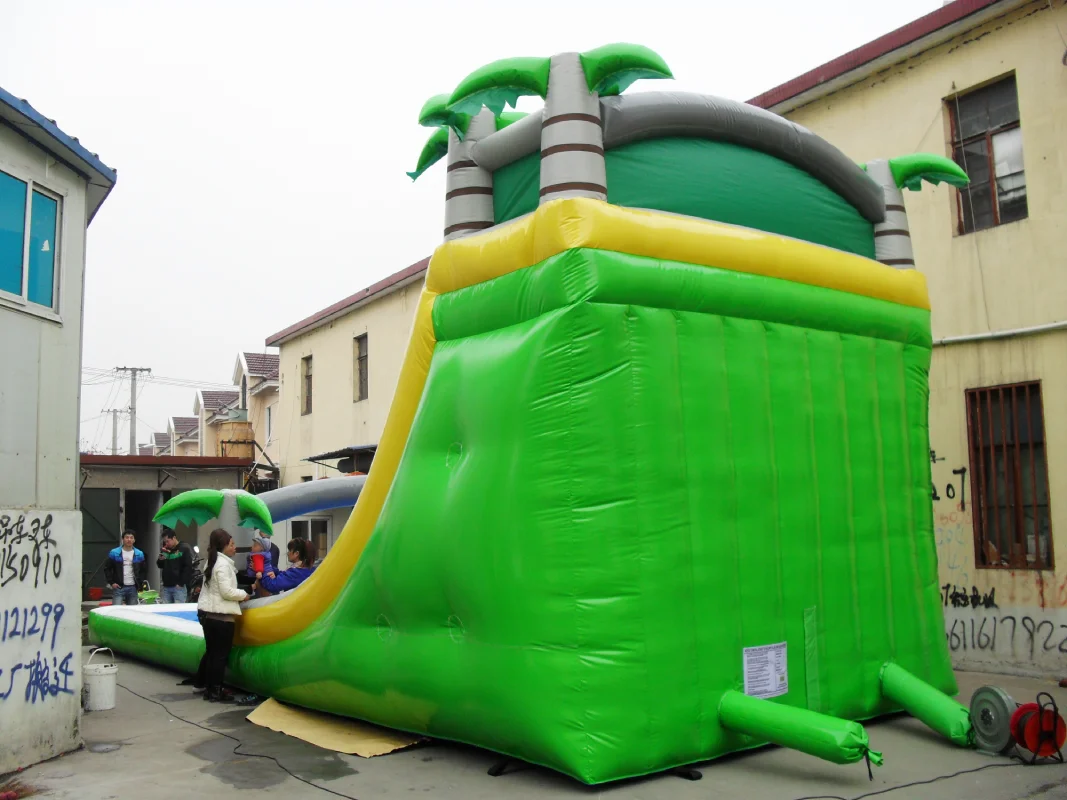 Hot Sale Tropical Rainforests Version Giant Outdoor Kids Inflatable PVC Water Slide with Pool Slip Poor Bounce House