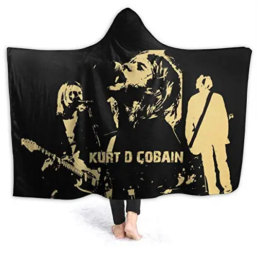 Kurt Cobain Rock Musicians Hooded Blanket 3D Print Super Soft Sherpa Fleece Blanket