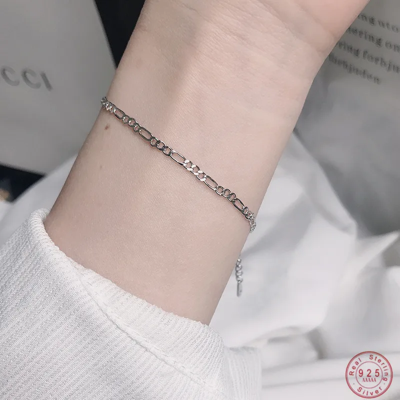 925 Sterling Silver Korean Version Simple Retro Fine Chain Bracelet Women Casual Jewelry Accessories Fashion Wristband