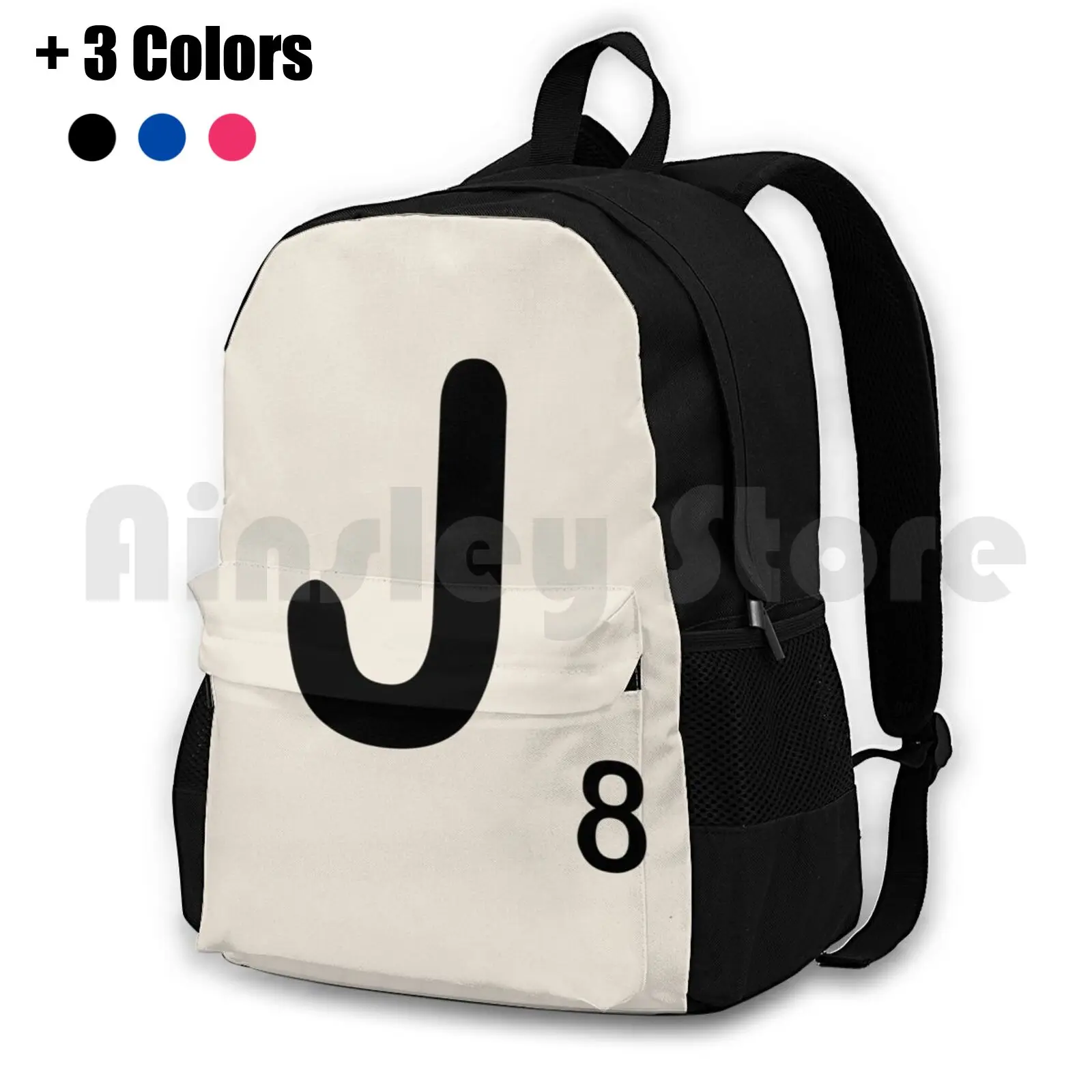 Scrabble Tile J Outdoor Hiking Backpack Waterproof Camping Travel Scrabble Tile Letter Letters Spell Geek Geeky Nerd Nerdy Game