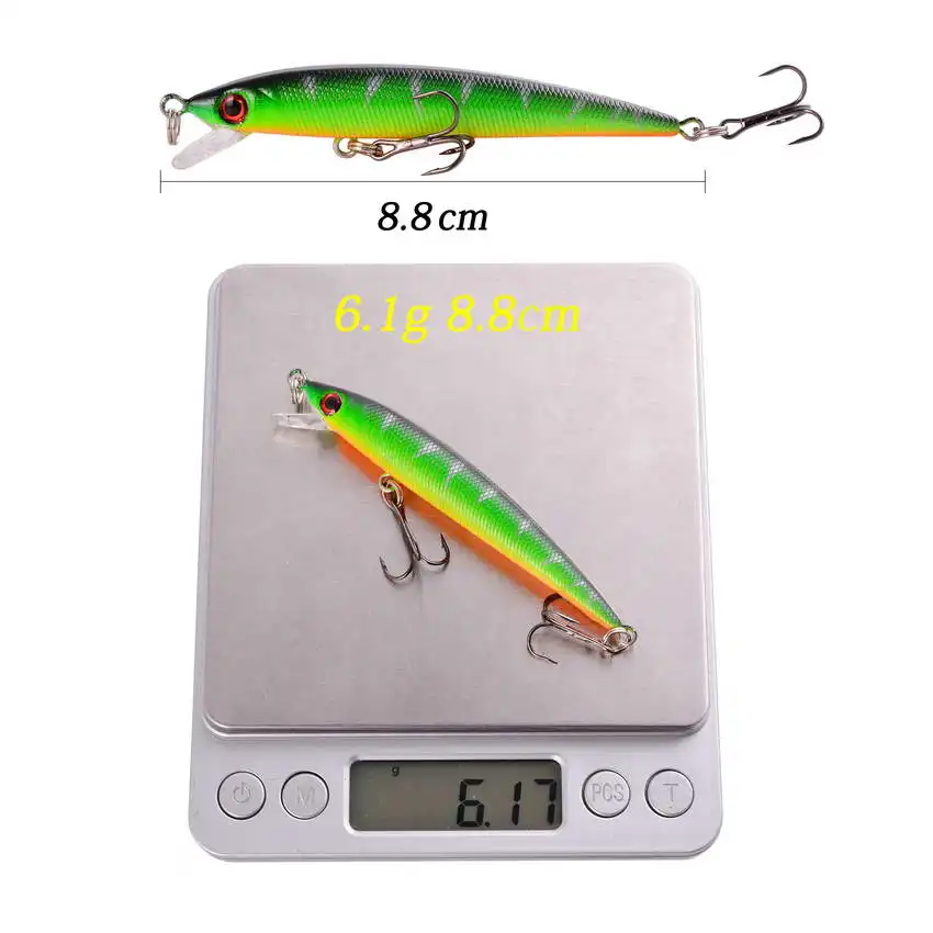 1 pz Minnow esche da Pesca occhi 3D esca dura artificiale 8.8cm 6.1g Pesca affondamento Wobbler Crankbaits carpa Bass Tackle