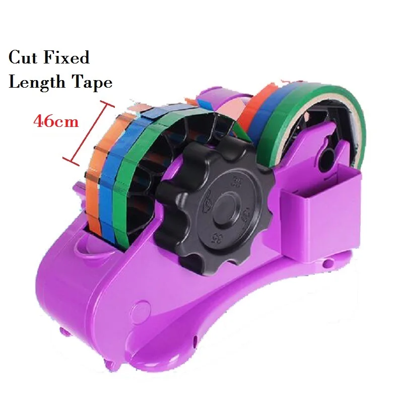 Auto Tape Dispenser with 46mm Fixed Length Tape Cutter Desk Assessories School Stationary Scrapbooking Tools, Random Color